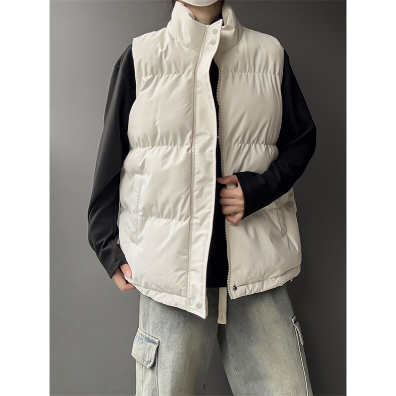 现货5W件冬季三防boxy短款立领棉衣马夹外套男女加厚马甲保暖棉服，男装棉衣，电商A486