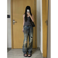 【网图】美式高街复古破洞牛仔裤男水洗做旧裤子NZ010CC-特P55，男装牛仔裤，星座1007（原301D）