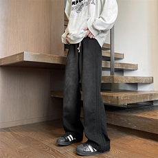 8XL~M加绒直筒牛仔裤特大码宽松美式抽绳拼接裤子NZ9002P55加绒65，男装牛仔裤，电商B238