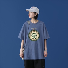 T1703P25@中性风夏装新款简单字母印花宽松版圆领短袖T恤，男装T恤，星座510A-1