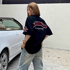 万针全刺绣工艺抖音得物高品质260克重磅纯棉双纱美式高街短袖T恤，男装T恤，电商A486-1