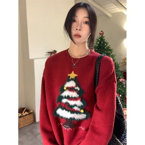 长袖圣诞毛衣男女款秋冬潮牌时尚轻奢百搭圆领情侣衫M5631