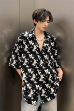 潮男单品蝴蝶印花三色衬衫A071-T19-P38，男装衬衫，电商A071
