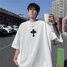 2025夏季新款抖音品质高街纯棉印花T恤短袖dcm323-特批20控38，男装T恤，星座605(原A050)