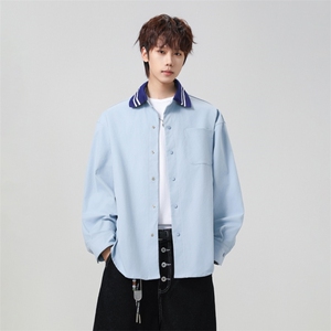 高品质鱼骨纹2026新款百搭翻领长袖衬衫 A436-26018-P5589图片