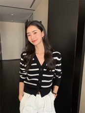 秋冬新款v领女单排纽扣修身针织开衫，女装针织衫/毛衣，玛卡隆羊绒