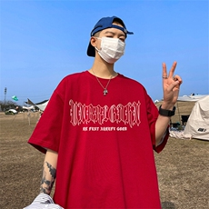 抖音得物二开现货供应220克夏装重磅美式高街宽松短袖t恤MT60，男装T恤，电商A486-1