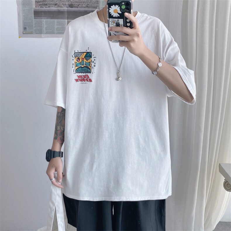 图案已注册港风日系休闲情侣潮大码风短袖T恤男787F25控49,男装T恤,星座227-7
