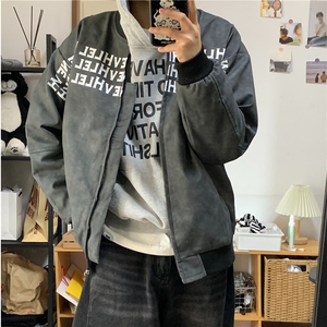 棒球服外套男春秋季美式高街字母皮衣高级感痞帅宽松夹克 JK687图片