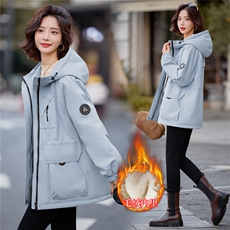 2025年冬季档口现货新款女装休闲加绒派克服外套中长款，女装派克服，靓星雨