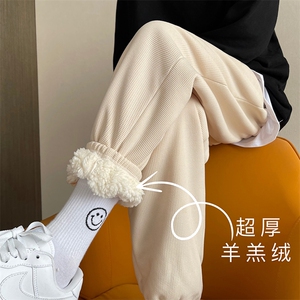 01冬季加厚保暖加绒羊羔毛裤男束脚阔腿休闲裤XZ211-1-K2461-P60图片
