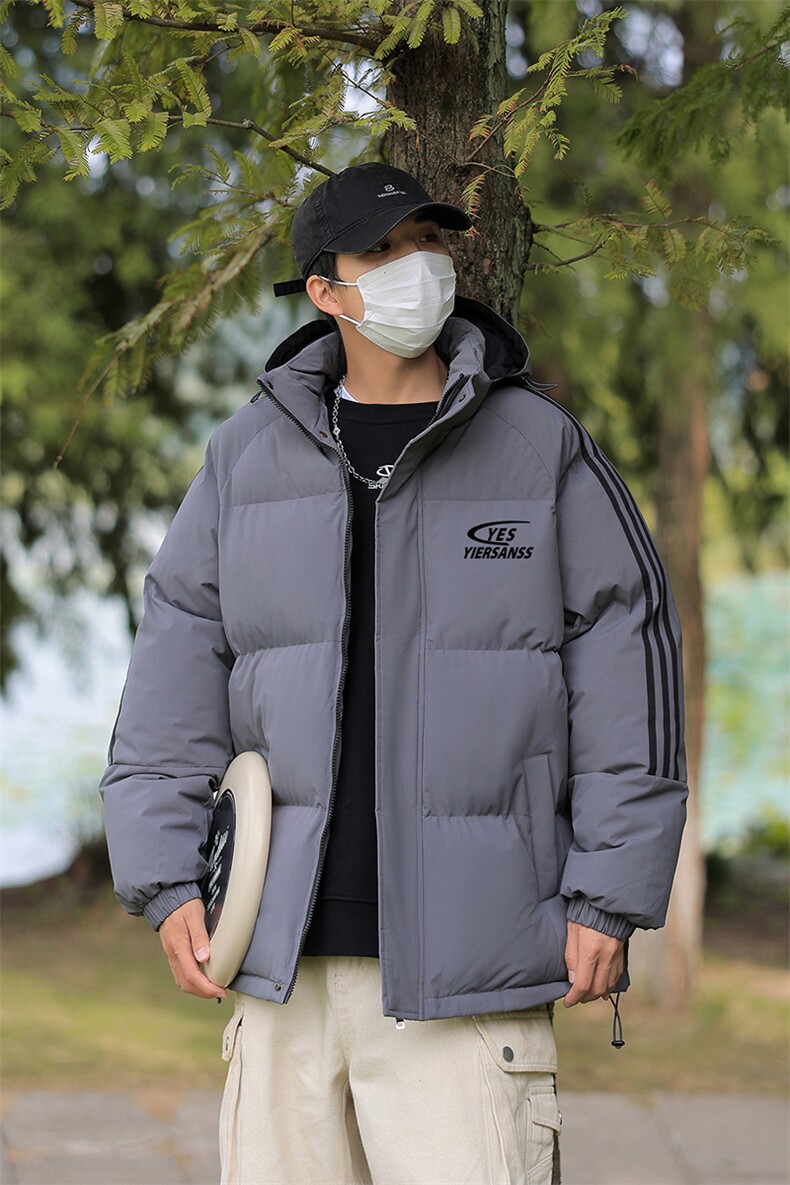 冬季拼三条杠面包服宽松男女情侣连帽棉衣羽绒棉C408M1248P100,男装棉衣,电商C408(原B339-1)