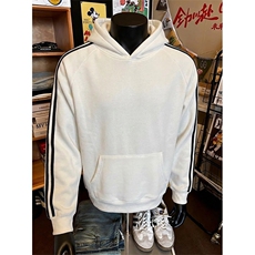 抖音得物高品质26春装美式高街全棉宽松三条杠织带连帽卫衣CM06，男装卫衣，电商A486