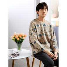 秋冬新款潮牌圆领毛衣外套男休闲宽松百搭潮流ins针织衫线衣，男装针织衫/毛衣，星座1013-1