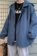 JK3010/P55春装现货港风宽松连帽学生夹克男女纯色大码外套男上衣，男装夹克，电商A141
