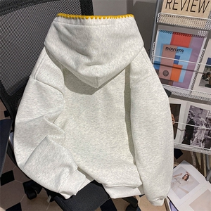 5729-P62潮牌新款纯棉华棉复合宽松刺绣连帽加绒卫衣图片