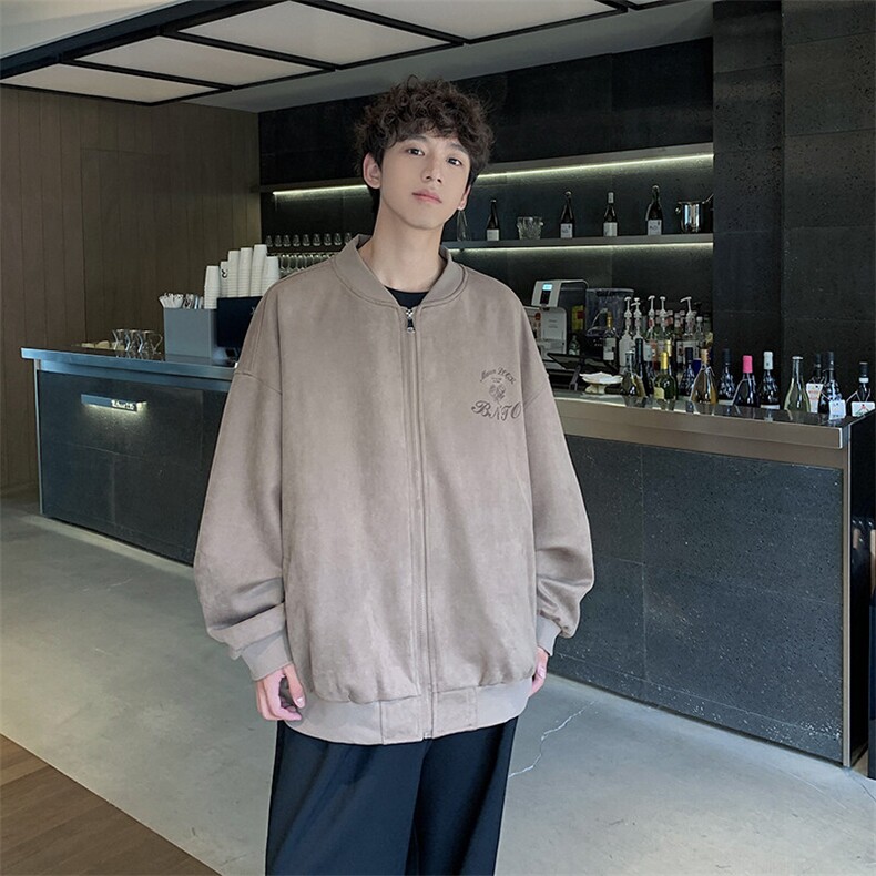 美式麂皮绒棒球服外套复古宽松潮牌夹克XZ609-WT2325-P70-控128,男装夹克,星座609