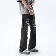 B221美式ins高街暗黑小众夏季重工艺破洞牛仔裤LK24178-P65控88，男装牛仔裤，电商B221