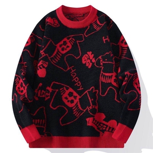 M6353-P58新年战袍情侣装秋冬季搭毛衣红色本命马年衣服拜年服图片