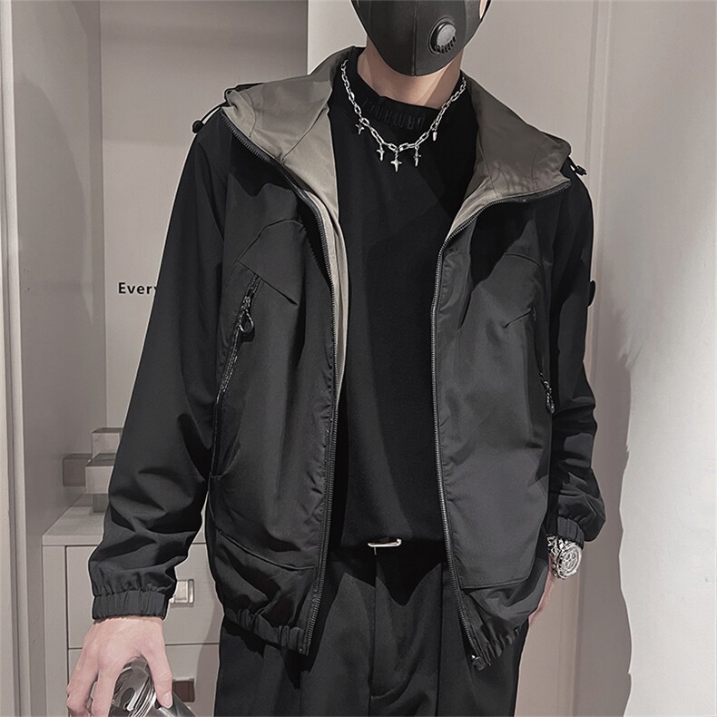 连帽异色内衬双层夹克微阔版型,男装夹克,电商A216