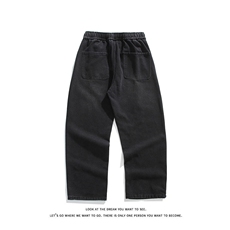 牛仔裤男直筒宽松大码抽绳美式裤子长裤K8471-P38【特价】，男装牛仔裤，电商A007