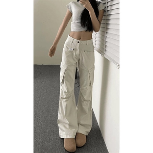 （网图）美式多口袋工装裤男女百搭微喇宽松休闲裤K8653-特价P48图片