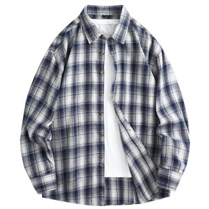 春季新款（跨境电商）格子男女情侣款潮流宽松格纹衬衣，男装衬衫，星座1107-1