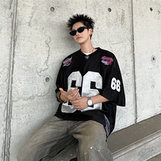 夏季新款嘻哈球衣短袖男女美式西海岸hiphop宽松百搭T恤ST622-P38，男装T恤，星座412-3