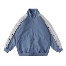 夹克女潮流ins条纹运动排扣飞行员痞帅炸街棒球服外套WT8818-P45，男装夹克，星座1008-1