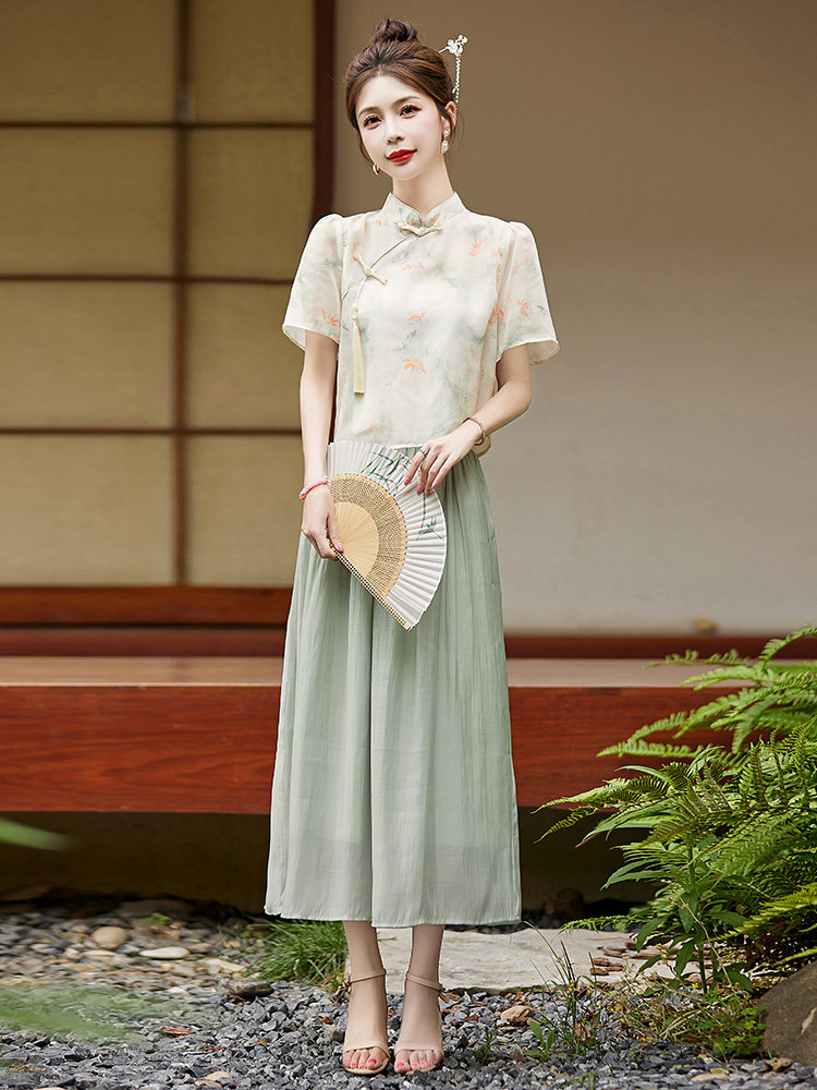 禅意新中式碎花旗袍女夏高端设计感国风连衣裙,女装连衣裙,布芭啦