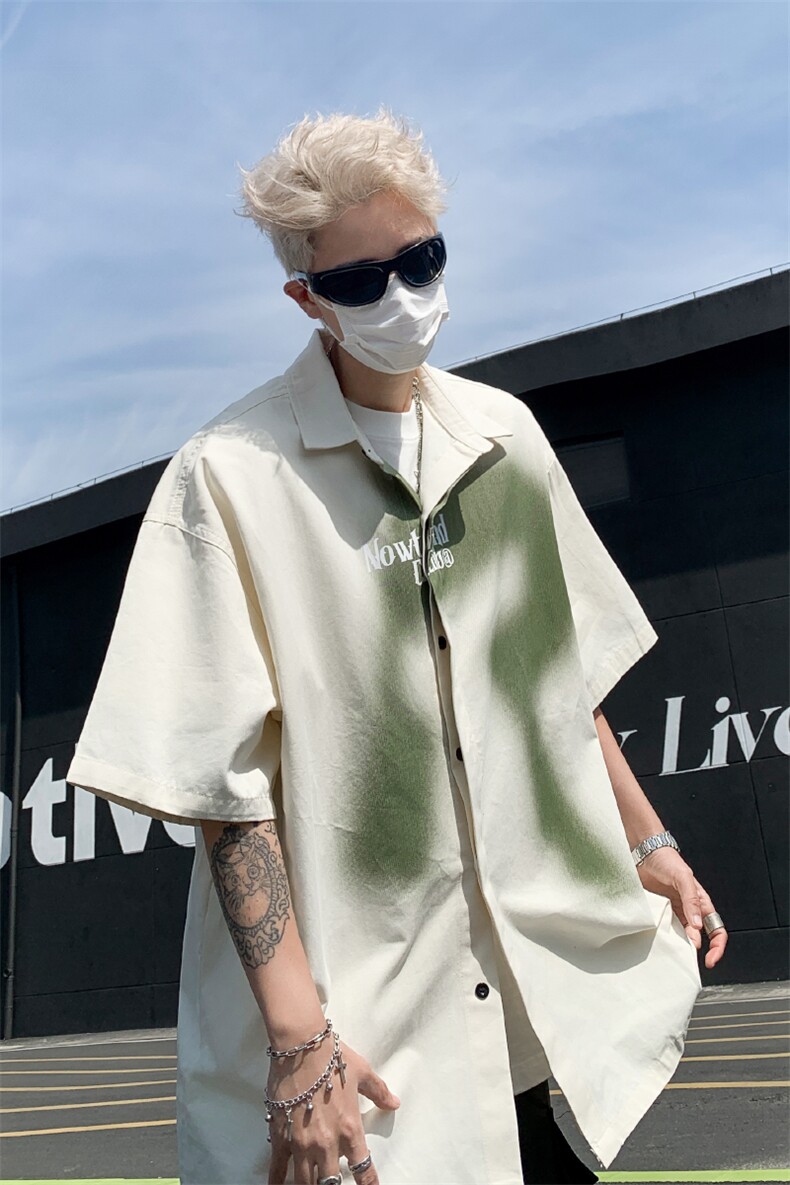 美式街头字母印花短袖衬衫男宽松情侣休闲衬衣XZ514-2-202431-P58,男装T恤,星座514-2(原B239)