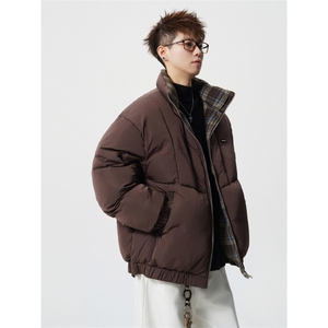 706-LK0596-P118  现货 冬季男装双面穿格纹立领棉服情侣棉衣外套图片