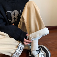 XTYDF冬季新款加绒加厚棉格子卷边纽扣男女休闲裤1303A-ZY042-P55，男装休闲裤，星座715-1