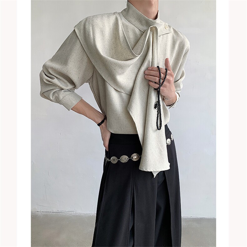 现货！25春夏男士新中式飘带设计清冷感衬衫可搭配西服CS93-P88图片
