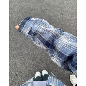 美式蓝色粉色复古格子衬衫ZC086-特批38图片