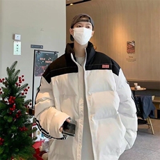 美式复古拼接条纹棉服棉衣冬季外套加厚保暖面包服K209/P80，男装棉衣，星座506