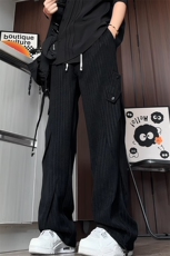 K2621/P40春装新款鱼骨纹条纹褶皱休闲裤男大码运动裤卫裤长裤子，男装休闲裤，电商A141