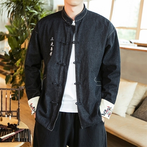 秋冬 风刺绣大码休闲牛仔夹克立领情侣外套潮 JK17/P155图片