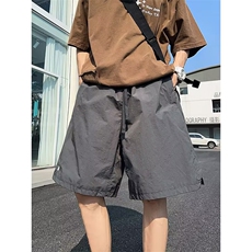 灰色松紧腰速干短裤五分裤男生夏季2025新款宽松休闲百搭工装简约，男装牛仔裤，星座1210-1