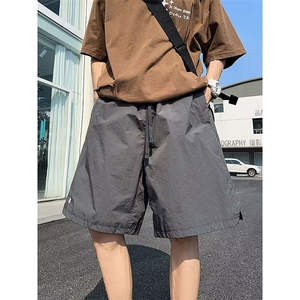 灰色松紧腰速干短裤五分裤男生夏季2025新款宽松休闲百搭工装简约图片