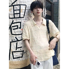 翻领polo衫男夏季休闲V领短袖T恤百搭镂空针织半袖体恤TD673，男装T恤，星座1116A（原606A-3）