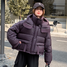现货2025冬装新款气质白鸭绒加厚保暖印花羽绒服女，女装羽绒服，苗苗