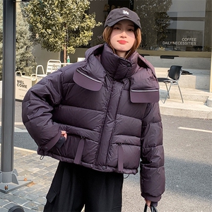 现货2025冬装新款气质白鸭绒加厚保暖印花羽绒服女图片