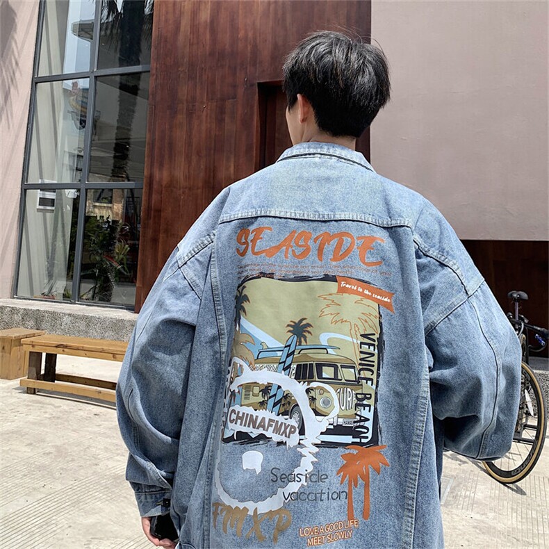 水洗牛仔外套男款春季痞帅上衣服大码宽松休闲工装夹克JK1018-P68,男装夹克,星座1103-3