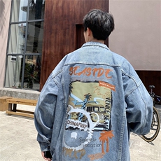 水洗牛仔外套男款春季痞帅上衣服大码宽松休闲工装夹克JK1018-P68，男装夹克，星座1103-3