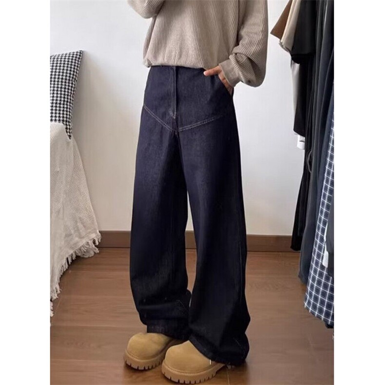 美式宽松阔腿牛仔裤女2025年夏季垂感慵懒休闲拖地直筒裤NK7073,男装牛仔裤,星座1116A（原606A-3）