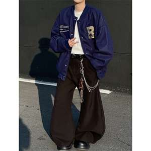 美式棒球服外套男款春秋2026新款复古宽松休闲潮牌夹克JK0663-P68图片