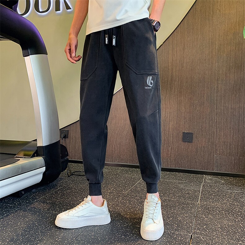 D2108-P78-控108春夏新品抖音阔腿小脚社会小伙运动裤男九分裤图片