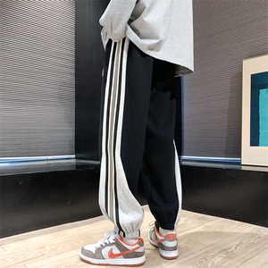 足货青少年纯棉休闲潮牌拼色运动裤子XZ301b-2-CK652特P43图片