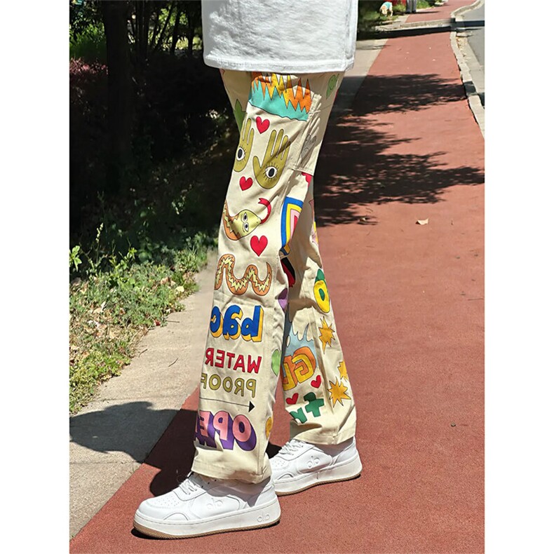！美式高街手绘图案工装休闲裤,男装工装外套,星座617C